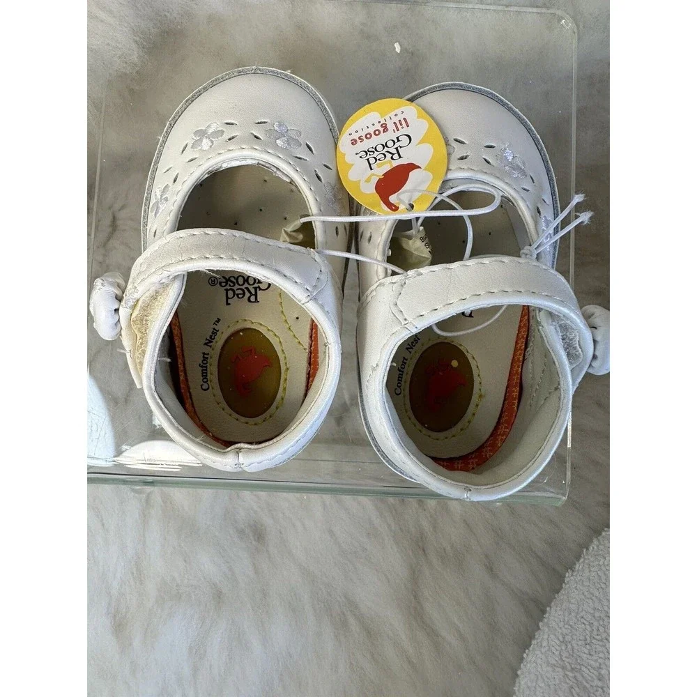 Red Goose Walker Shoes Baby Girl White Infant Layette Sneakers Collectors 3-6 Mo